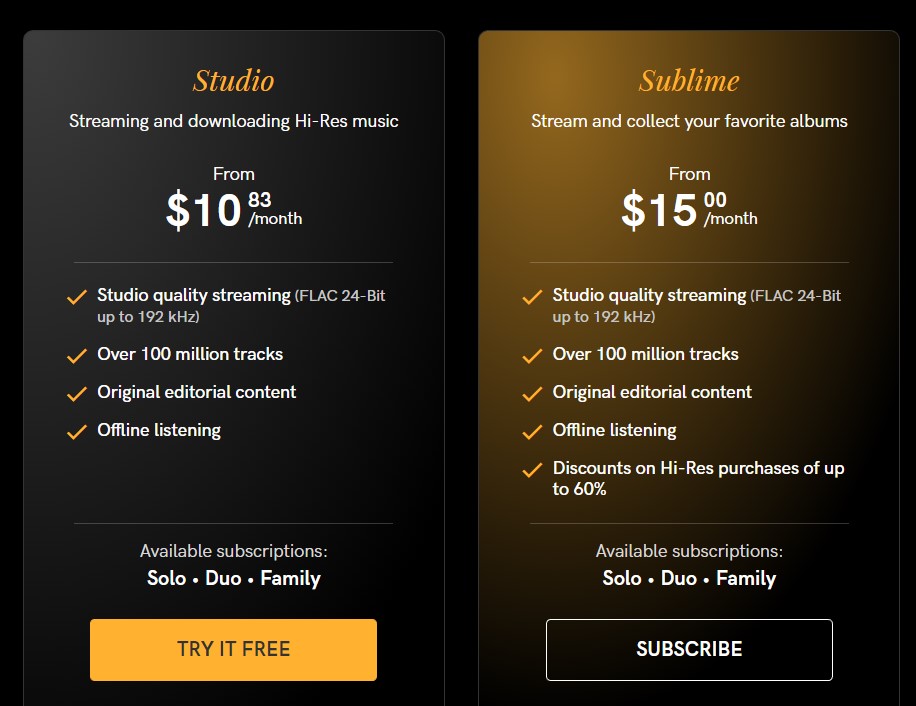 TIDAL Vs Qobuz: price & subscription