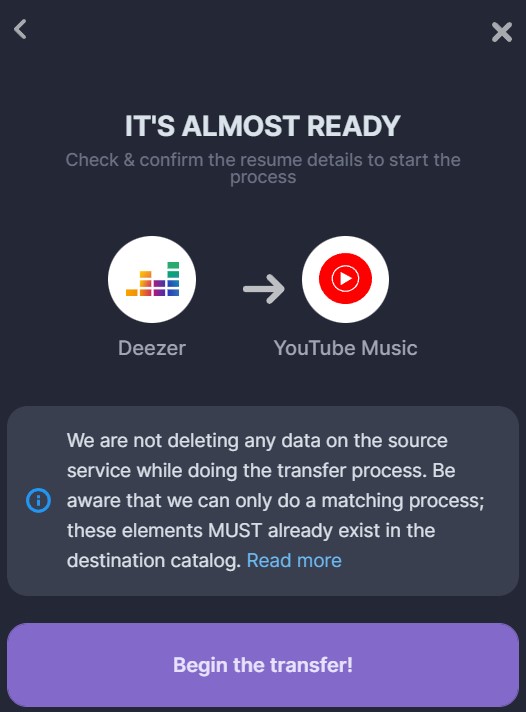 Transfer Deezer to any other streaming service