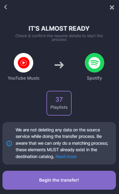 Transfer YouTube music data and playlists