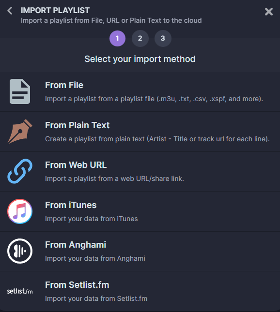 Import playlists to Spotify