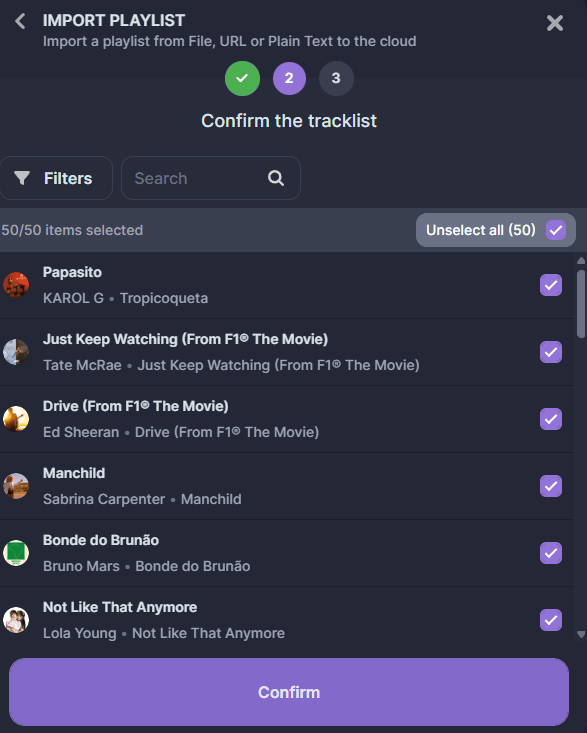Import playlists to Spotify