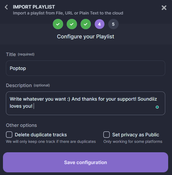 Import playlists to Spotify