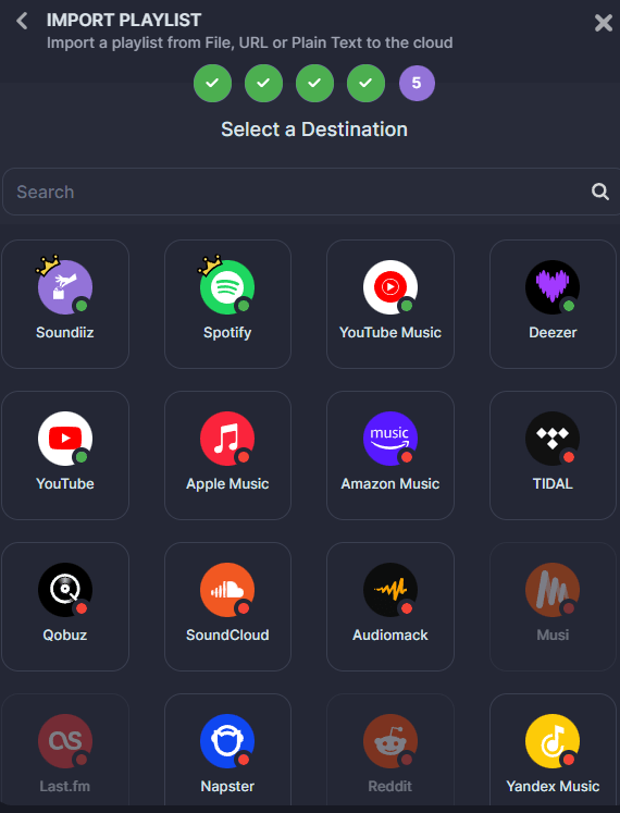 Import playlists to Spotify
