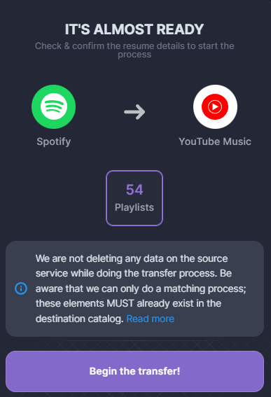 Transfer playlists and data from Spotify to YouTube Music