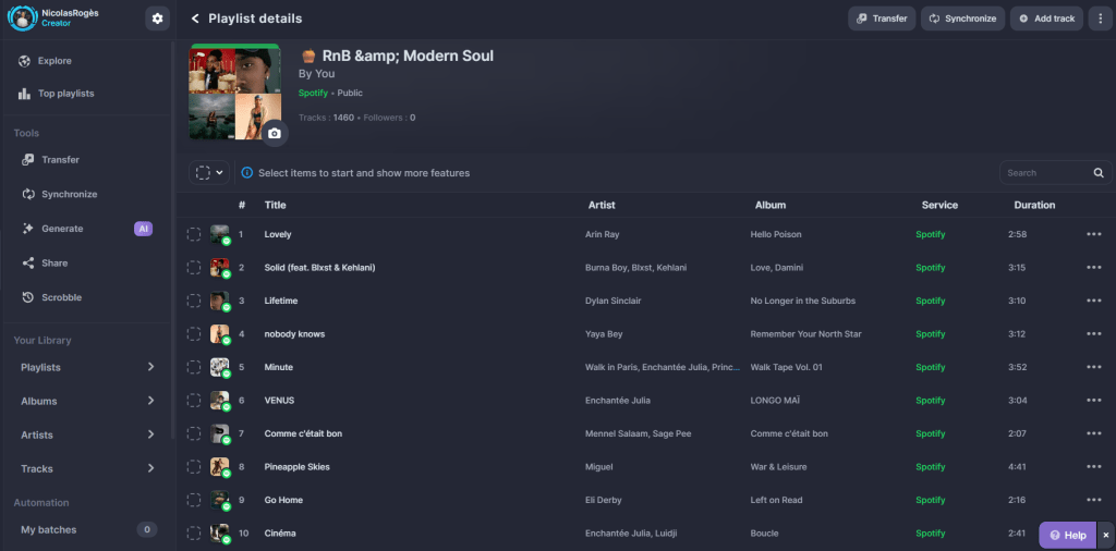 Create a link that generates a playlist across all streaming platforms