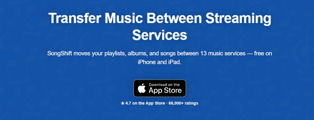 SongShift page stating that it supports transfers between 14 music services